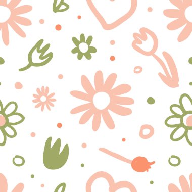 Yumuşak Bahar Eli Çiçekleri Vektörsüz Desene Çekti