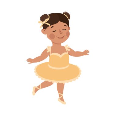 Tutu Etek Giyen Neşeli Kız Balerin Meslek İllüstrasyonu