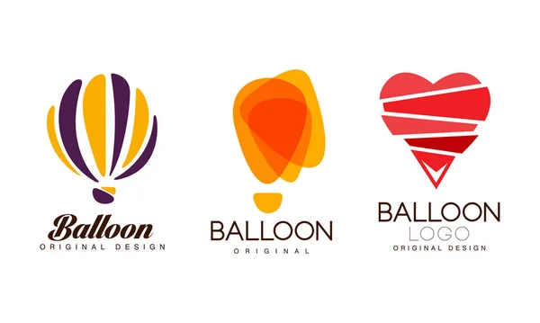 Ballong Logotyp Design Origina Set, Modern Identitet Varumärke Märken Etiketter Vektor Illustration — Stock vektor