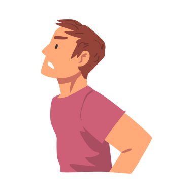 Kızgın Adam 'ın Taraflı Görünümü, Anlaşmazlığı İfade Etme veya Onaylamayan Duygular Çizgi Filmi Vektör İllüstrasyonu