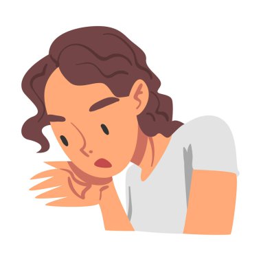 Öfke ve Hareketle Bağıran Kız, Anlaşmazlığı İfade Eden Kişi veya Onaylamayan Duygular Çizgi Filmi Vektör İllüstrasyonu