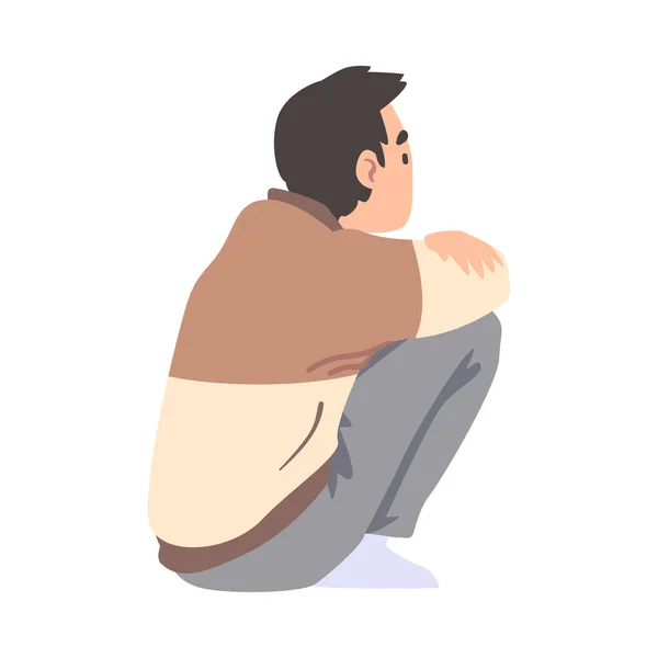 Boy Sitting on Floor in Half Turn Cartoon Vector Illustration — Διανυσματικό Αρχείο