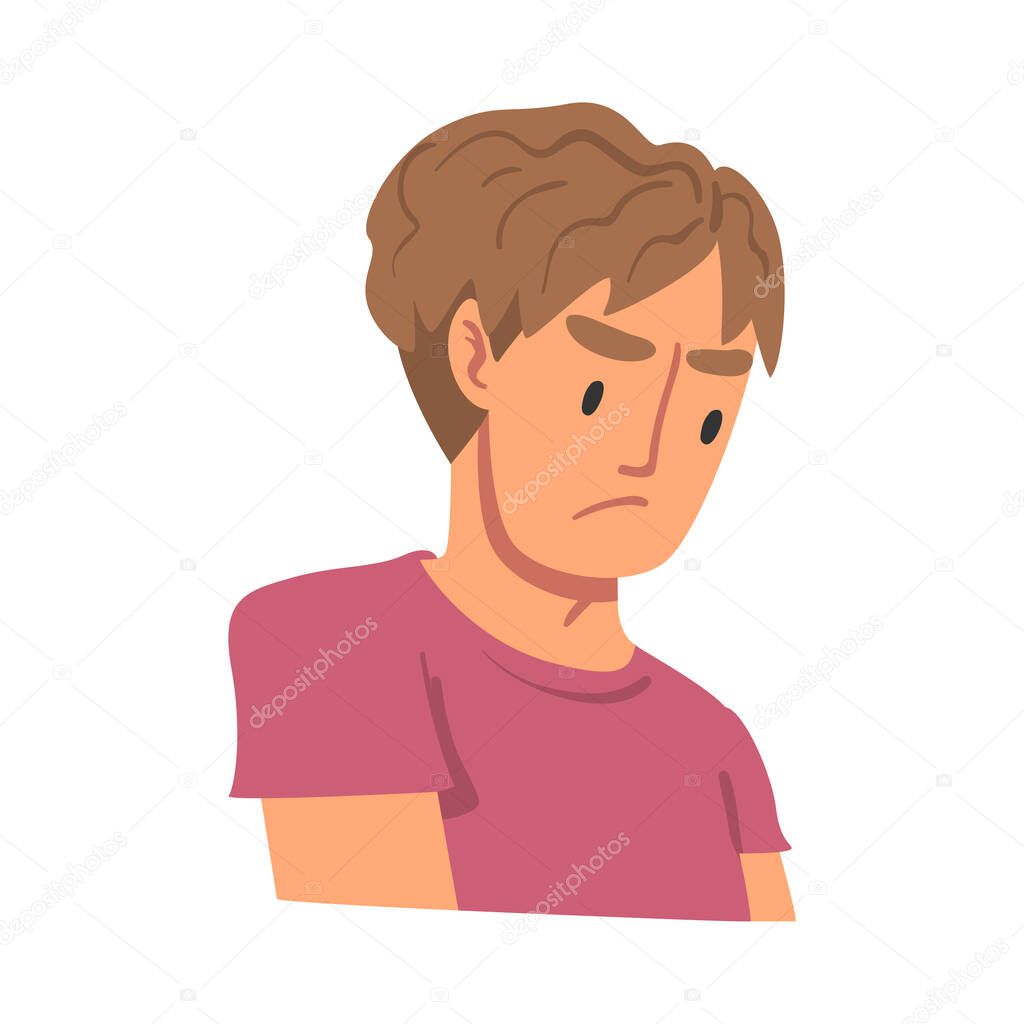 Anrgy Young Man, Male Person Expressing Disagreement or Disapproval Negative Emotions Cartoon Vector Illustration