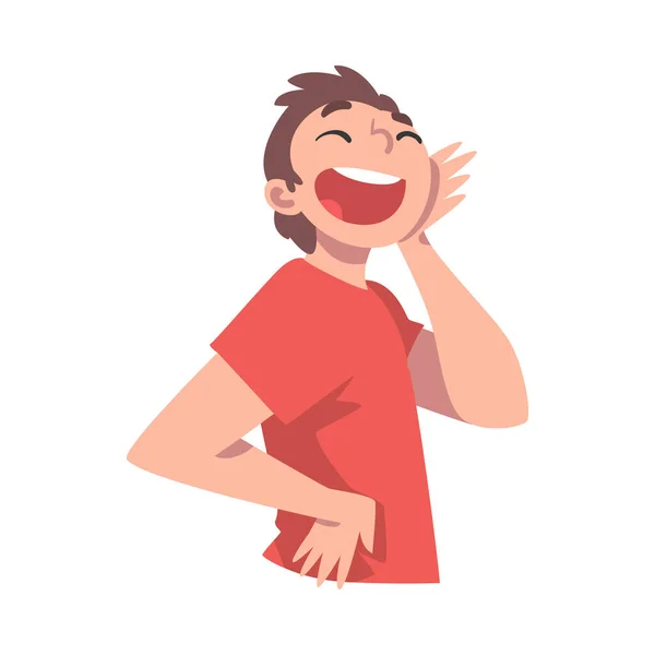 Boy Having Fun, Portrait of Laughing Child with Happy Face Expression Cartoon Vector Illustration — Stockový vektor