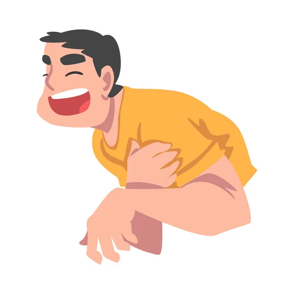 Šťastný smích mladý muž, portrét mužské osoby s radostným výrazem ve tváři Cartoon Vector Illustration — Stockový vektor