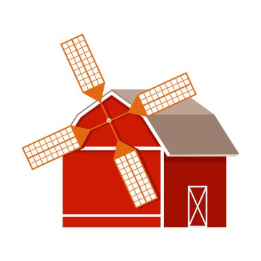 Dönen Rüzgar Çubuklu Un Değirmeni ya da Bıçak Vektör Çizimi