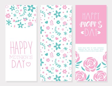 Mutlu Anneler Günü Sancak Şablonları, Kutlama Posteri, Kart, Bahar Çiçekleri ile Flyer Tasarımı Kusursuz Desensiz Desenleme