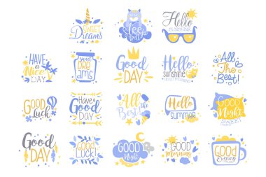 Motivasyon Alıntıları Koleksiyonu, Sevimli Tatlı İlham Veren Sözler, Çocuk Yuvası, Çocuk Tatili, Aile Albümü Dekorasyon Vektörü İllüstrasyonu