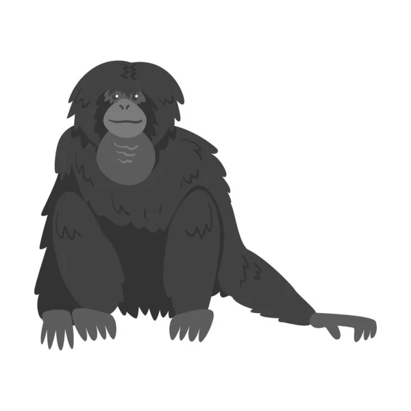 Siamang Monkey as Arboreal, Black-furred Gibbon Vector Illustration — 图库矢量图片