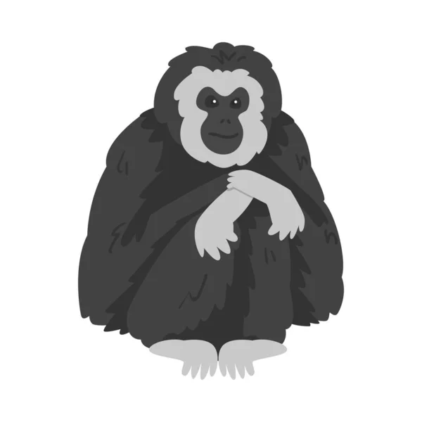 Pileated Gibbon Monkey as Ape with Black Shaggy Fur Vector Illustration — Διανυσματικό Αρχείο