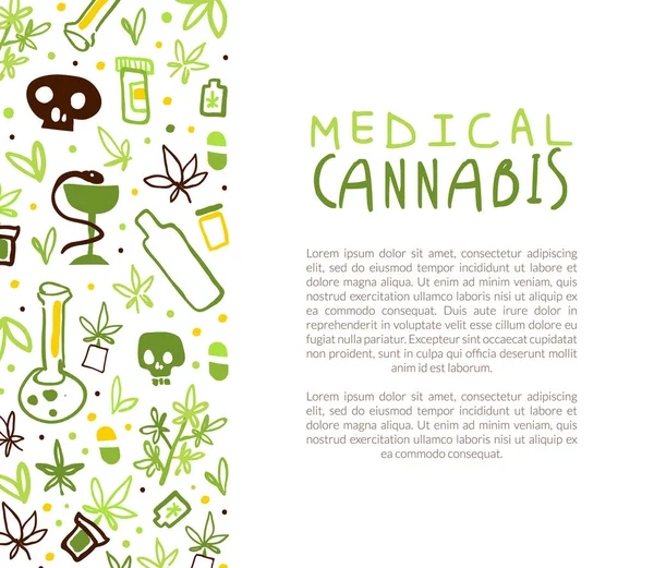 Banner für medizinisches Cannabis, Broschüre, Kartenvorlage mit Platz für Textvektorillustration — Stockvektor