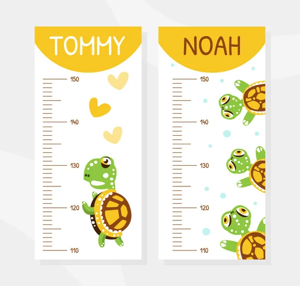Graphique de hauteur avec Happy Green Turtle avec Shell Illustration vectorielle — Image vectorielle