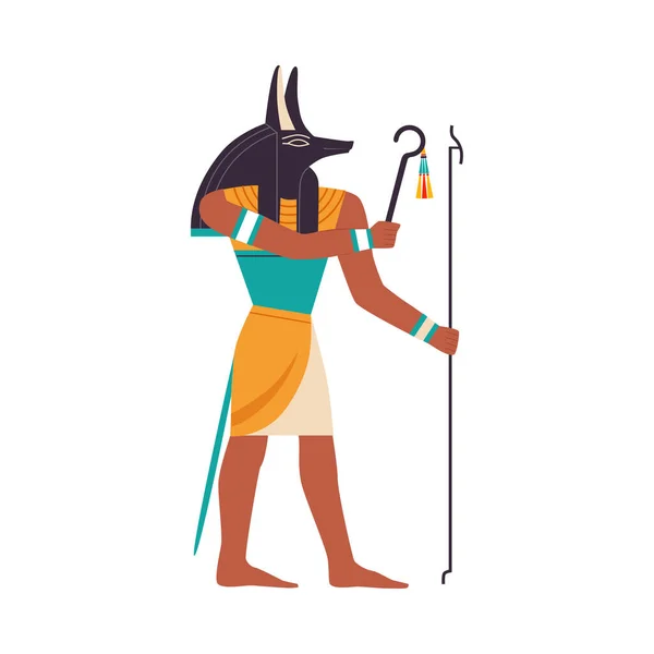 Anubis of Inpu als Oude Egyptische God des Doods Vector Illustratie — Stockvector