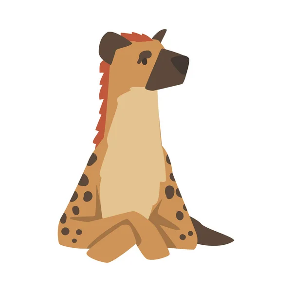 Hyena as Carnivore Mammal with Spotted Coat and Rounded Ears Sitting Vector Illustration — Stock Vector