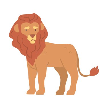 Şirin Aslan Afrika Hayvanı, Vahşi Yırtıcı Orman Hayvan Hayvan Çizgi Filmi Vektör İllüstrasyonu