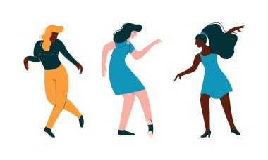 Pozitif Genç Kız Dans Eden Eller ve Ayaklar Müzik İçin Rythm Vektör Seti