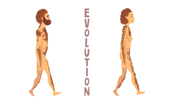 Male and Female Homo Sapiens as Biology and Human Evolution Stage Vector Set — Stock Vector