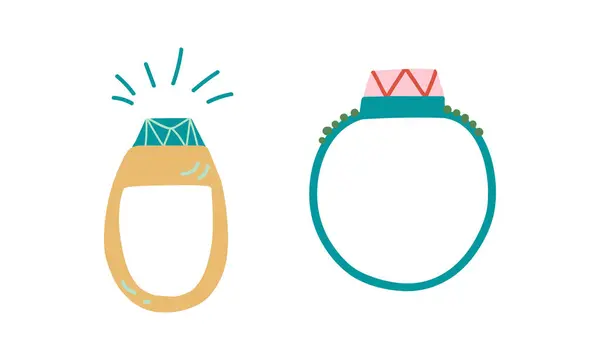 Sieraden of sieraden artikel als persoonlijke versiering met ring vectorset — Stockvector