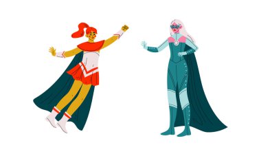 Süper Kahraman Kadın Karakteri Görünmezlik Giyen Süper Güç Vektörü