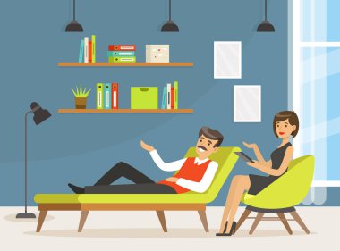 Psikolog Vektör İllüstrasyonuyla Randevulu Adam