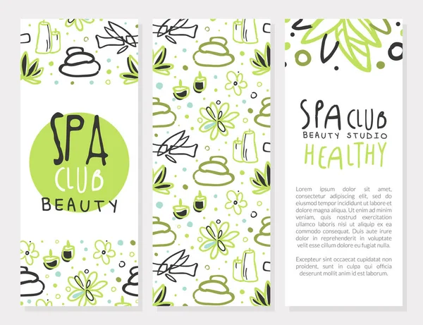 Spa and Beauty Hand Drawn Design for Promo Card Vector Template — Stock Vector