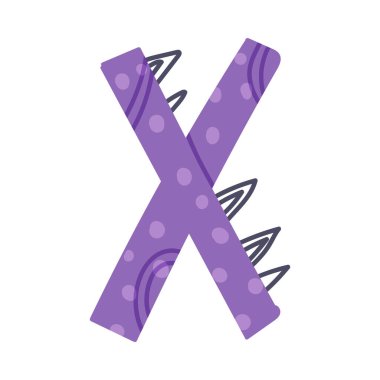 Dino Alfabesi Sermaye Süsleme Harfi X Vektör İllüstrasyonu