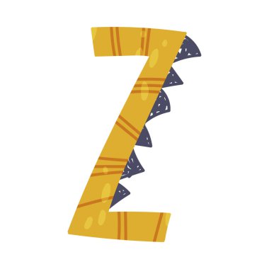 Dino Alfabesi Sermaye Süsleme Harfi Z Vektör İllüstrasyonu