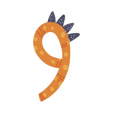 Beyaz Arkaplan Vektör Resimlerine Dikenli Dinozor Numarası veya Numara Dokuz