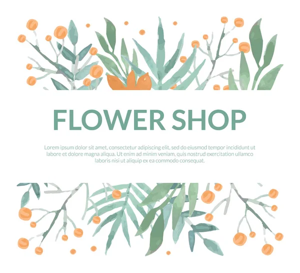 Floral Arrangement for Flower Shop Design Vector Template — Stock Vector