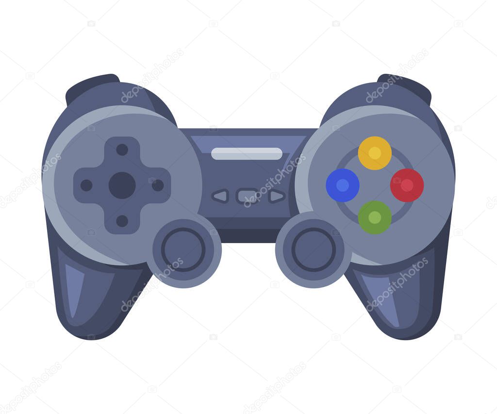 Red Video Game Controller, Joystick of Game Console Cartoon Vector Illustration