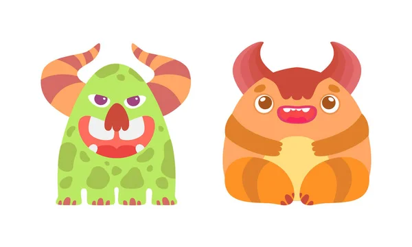 Przyjazny dla dzieci potwory zestaw, Cute Funny Monster znaków kreskówki Wektor ilustracji — Wektor stockowy