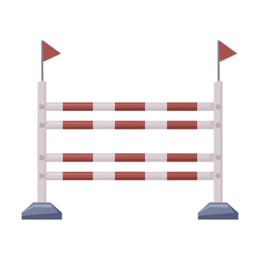 Beyaz Arkaplan Üzerine Çit Bariyeri Spor Malzemeleri Vektör İllüstrasyonu.