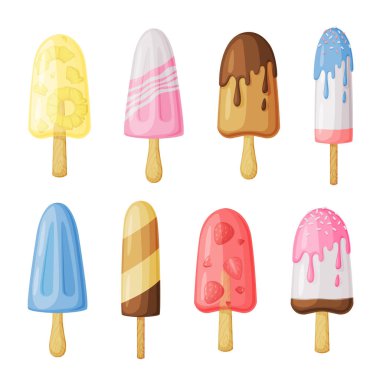 Dondurma Seti, Tatlı Tatlılar, Renkli Buzlu Dondurma Çizgi Film Çizgi Filmi Resimleri