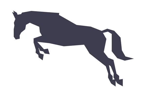 Silhouette de cheval de course sautant, derby, illustration vectorielle de sport équestre — Image vectorielle