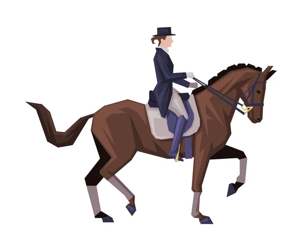 Cavallo gentiluomo, uomo in stile vintage vestiti seduto su cavallo vettoriale illustrazione — Vettoriale Stock