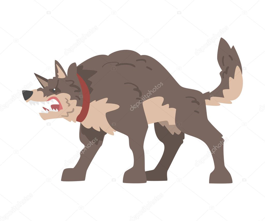 Angry Furious Dog Baring its Teeth Vector Illustration