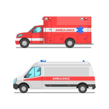 Hasta Taşıma Aracı Olarak Tıbbi Donanımlı Ambulans Hastanenin Vektörü Ayarlandı