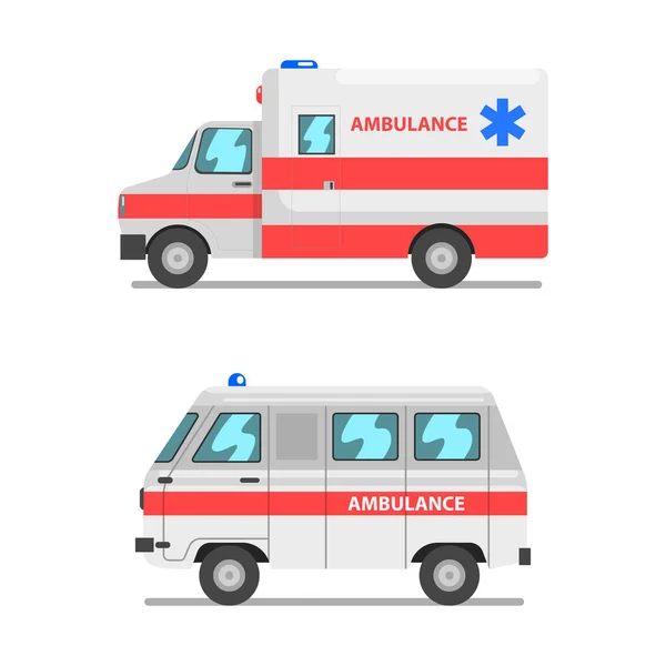 Hasta Taşıma Aracı Olarak Tıbbi Donanımlı Ambulans Hastanenin Vektörü Ayarlandı — Stok Vektör