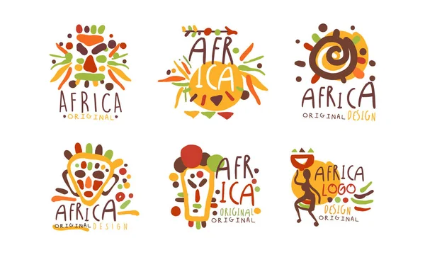 Original African Logo or Badge Design Vector Set — Stock Vector