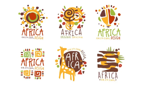 Original African Logo or Badge Design Vector Set — Stock Vector