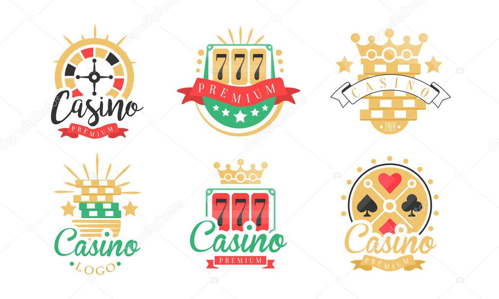 Casino Premium Logo Design as Gambling Graphic Emblem Vector Set