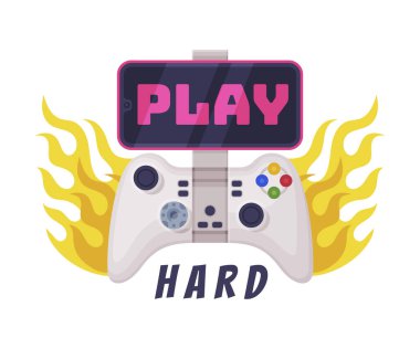 Sert Logo Çal, Oyun Alanı Slogan Metin Yazdırma Çizgi Filmi Vektör İllüstrasyonlu