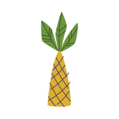 Bagaj ve Yaprak Vektörü Resimli Basit Doodle Palmiyesi