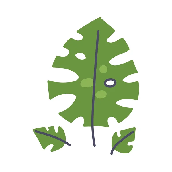 Enkel Doodle Leaf av växt på Stem Isolerad på vit bakgrund vektor Illustration — Stock vektor