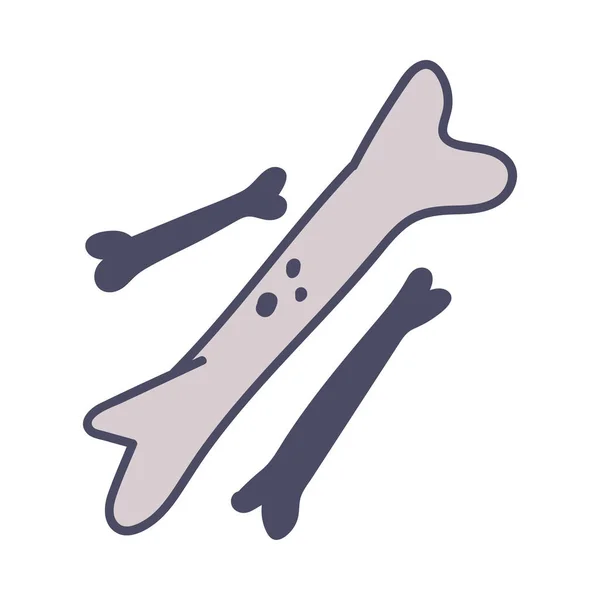 Dinosaurio prehistórico Huesos grises Simple Doodle Vector Illustration — Vector de stock