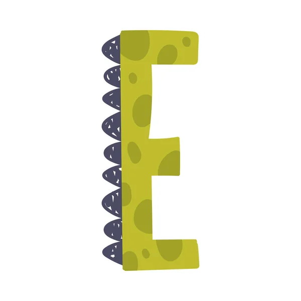 Dino Alphabet Kapital Zierbuchstaben E Vektor Illustration — Stockvektor