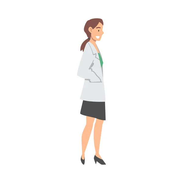 Femme médecin ou médecin en blouse blanche travaillant à l'hôpital Illustration vectorielle — Image vectorielle