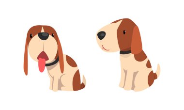 Komik Jack Russell Terrier Set, Sevimli Hayvan Etkinliği Çizgi Filmi Vektör İllüstrasyonu