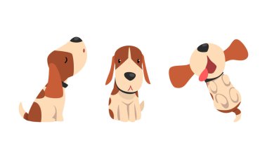 Jack Russell Terrier Set, Sevimli Komik Hayvan Etkinliği Çizgi Filmi Vektör İllüstrasyonu