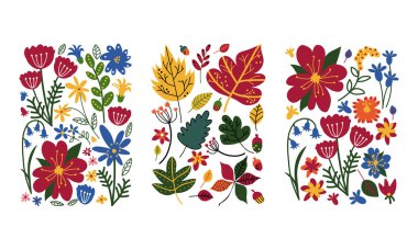 Renkli Çiçek Vektörü Ayarlı Çiçek Karalama Dikdörtgenimsi ŞekliName